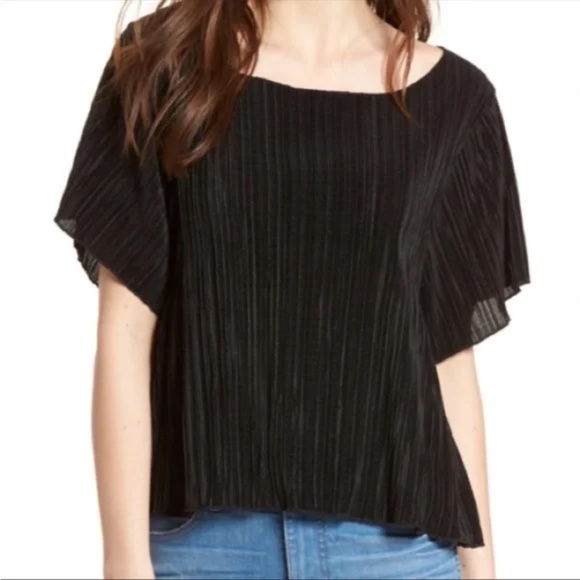 Madewell Texture & Thread Micropleat Short Sleeve Top Black Size Medium - Picture 15 of 15